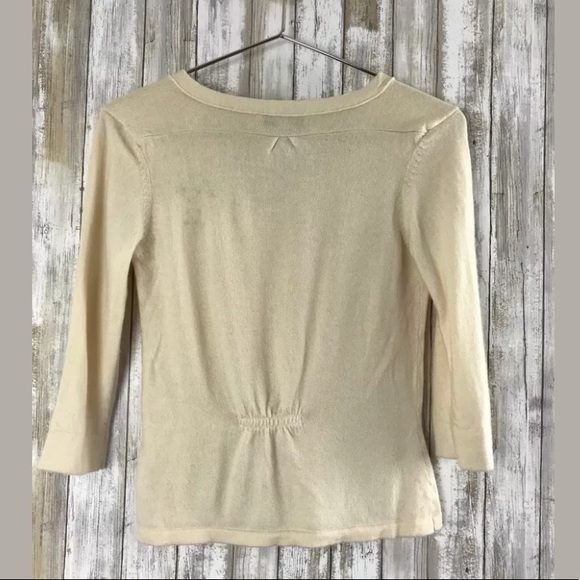 Alex Gaines 3/4 Sleeve Sweater Top SZ S Bow Beige - Picture 6 of 7